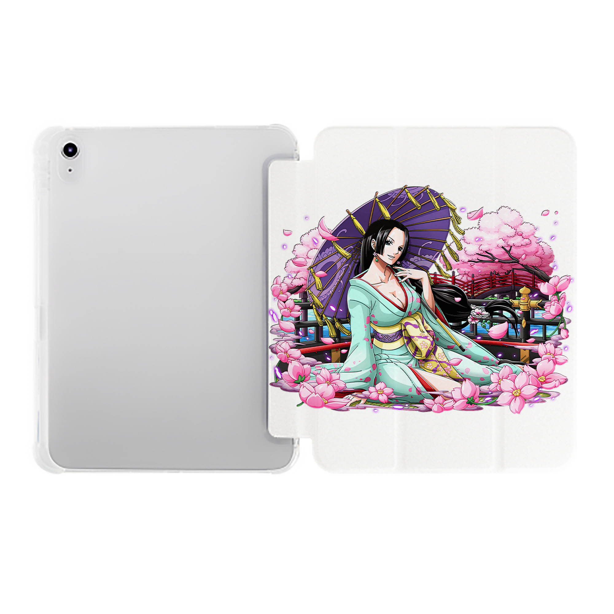 （画像用） ワンピース ボア・ハンコック ONE PIECE Boa·Hancock IPad ケース ペン収納付き 三つ折りスタンド PUレザー×シリコン 対応機種9.5/10.5/10.9インチ